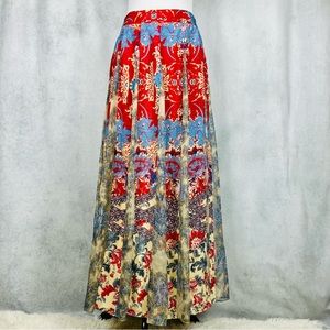 Anthropologie Hemant Nandita Louvre Boho Indie Maxi Skirt With Metallic Threads